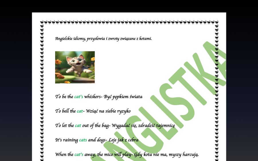 Idiomy, powiedzenia i zwroty związane z kotami. DZIEŃ KOTA!