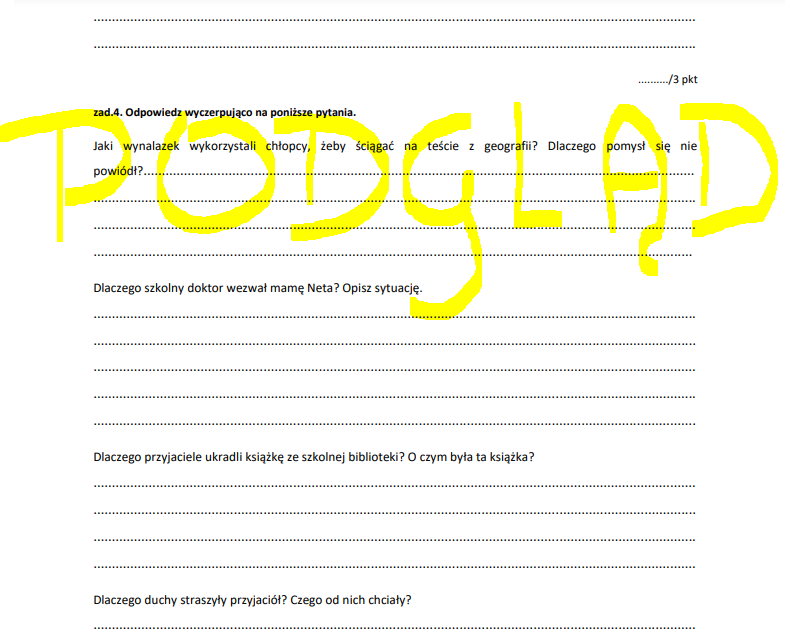 Sprawdzian z lektury Felix, Net i Nika oraz Gang Niewidzialnych Ludzi