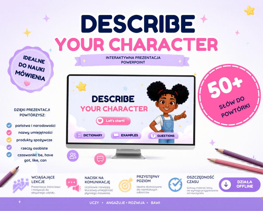 Speaking klasa 3 i 4 : Describe your Character Interaktywna Prezentacja na koniec roku