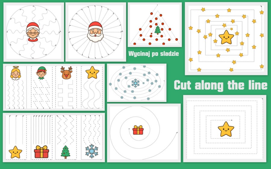 Wycinanki po śladzie świąteczne (pdf i jpg -a4)