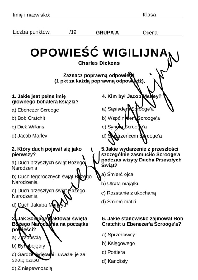 Kartkówka – Opowieść wigilijna Charles Dickens