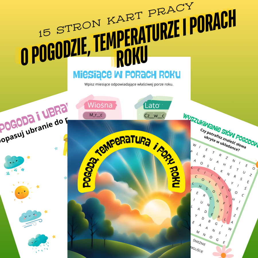 Pogoda, temperatura i pory roku - karty pracy dla klas szkoły podstawowej