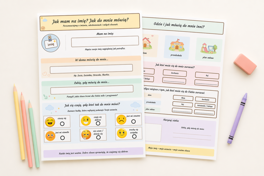 Jak mam na imię? Jak do mnie mówią? – karta rozmowy dla przedszkolaka