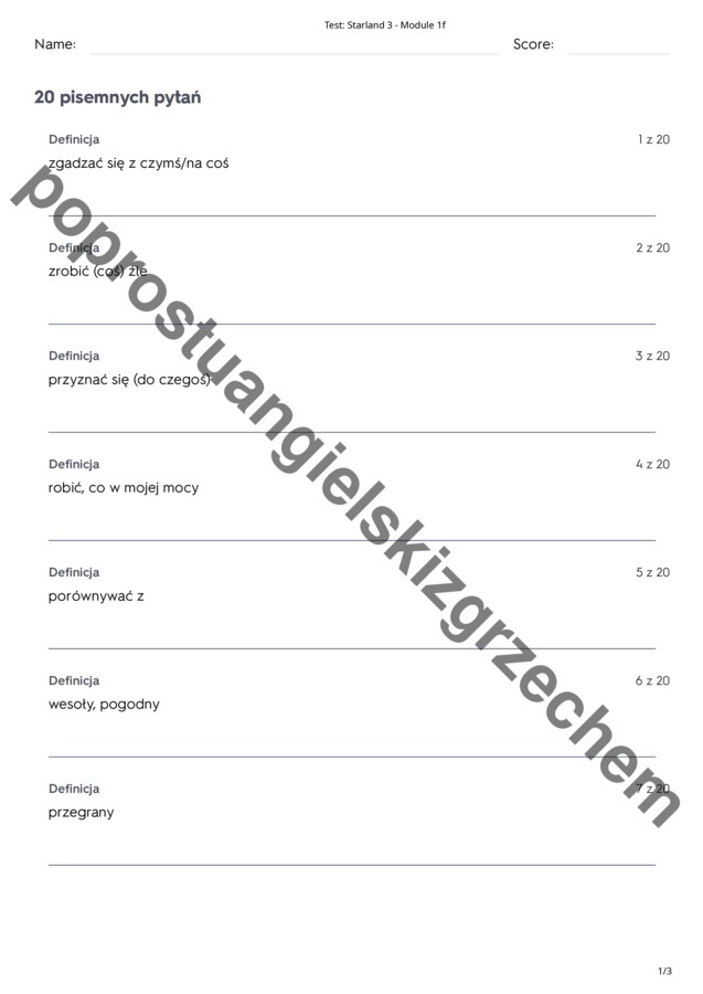 Starland 3 – Module 1 – testy