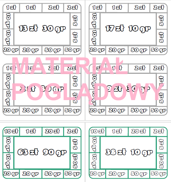Ćwiczenia utrwalające znajomość jednostek monetarnych (złote i grosze)
