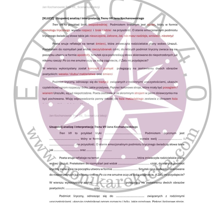 Tren VII + bonusy do pracy z trenami J.Kochanowskiego