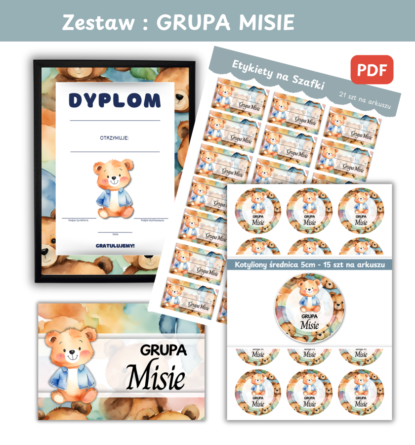 Zestawy grafik do własnego wydruku dla grup przedszkolnych GRUPA MISIE