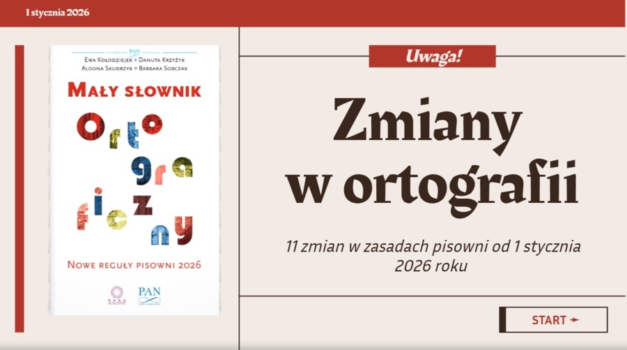 Zmiany w ortografii od 1 stycznia 2026 - prezentacja