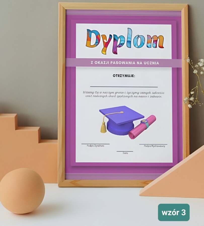 Dyplom z Okazji Pasowania na Ucznia