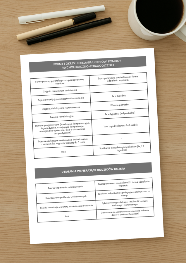 IPET – przykład dla ucznia z autyzmem w klasie 5