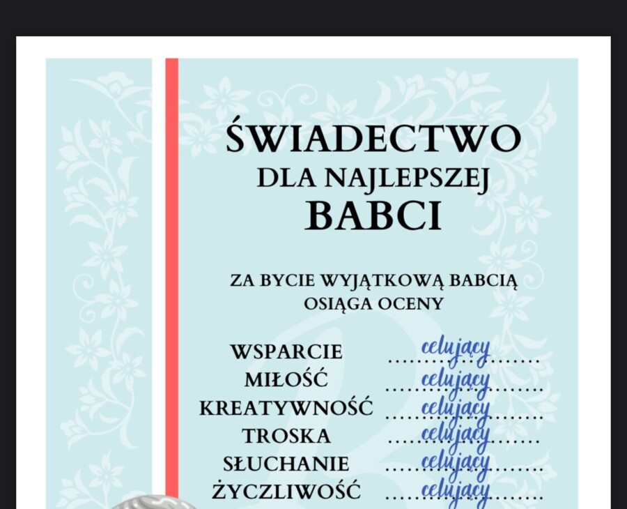 Dzień babci świadectwo