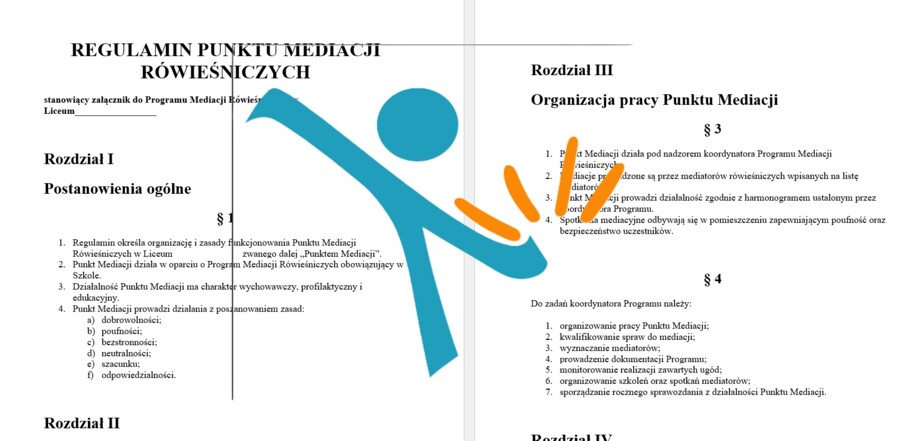 program mediacji rówieśniczych - regulamin punktu mediacji