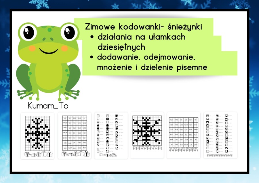 Kodowanie- działania na ułamkach dziesiętnych