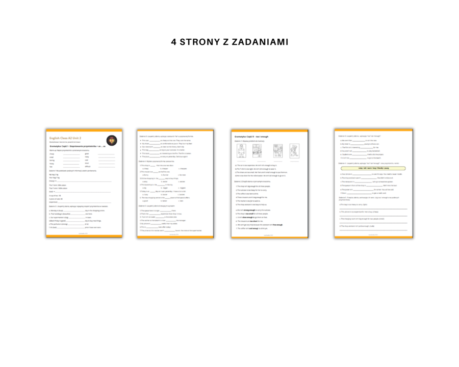 Gramatyka klasa 6: Przymiotniki - stopniowanie, konstrukcja "as ... as", too, enough. Na podstawie podręcznika English Class A2 Unit 2
