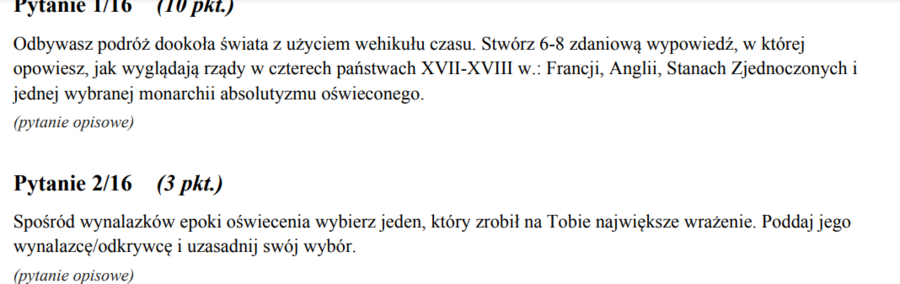 Sprawdzian - Od absolutyzmu do republiki