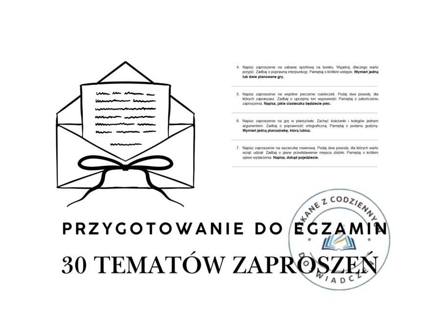 30 tematów zaproszeń - przygotowanie do egzaminu