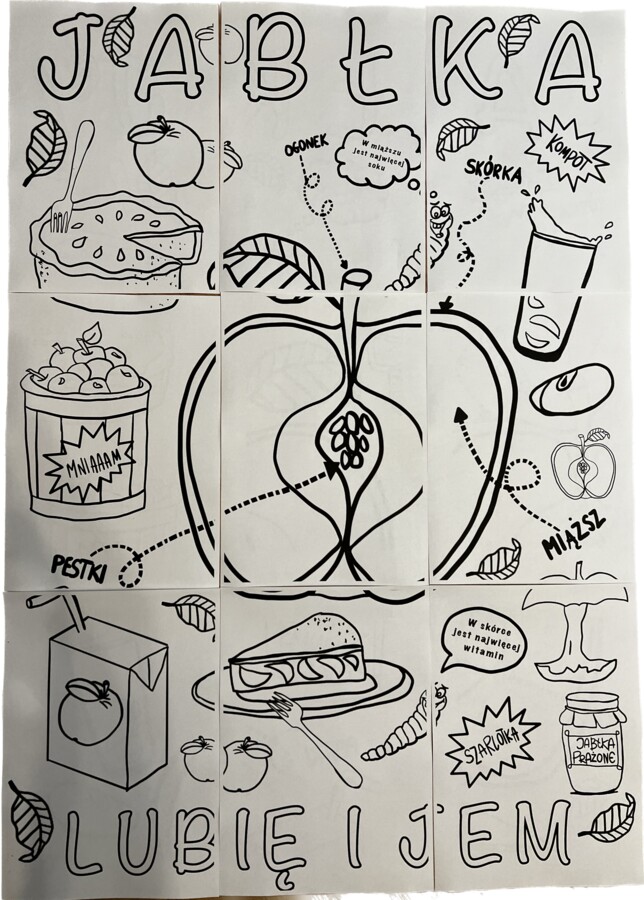 Dzień Jabłka - kolorowanka a4, Kolorowanka XL 9 części gratis