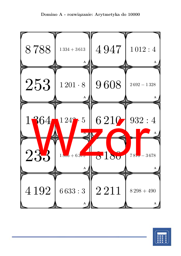 Domino - Arytmetyka do 10000 | matematyka
