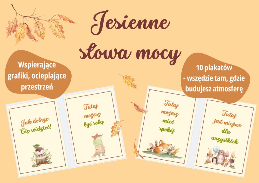 Jesienne słowa mocy - wspierające plakaty do każdej przestrzeni