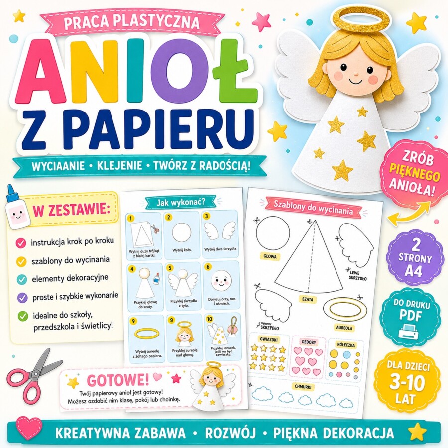 Praca plastyczna. Anioł z papieru