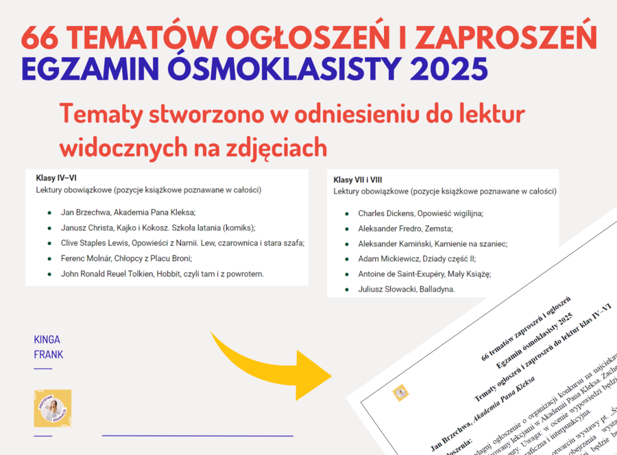 📚 Aż 66 tematów zaproszeń i ogłoszeń do egzaminu ósmoklasisty 2025! 🎓