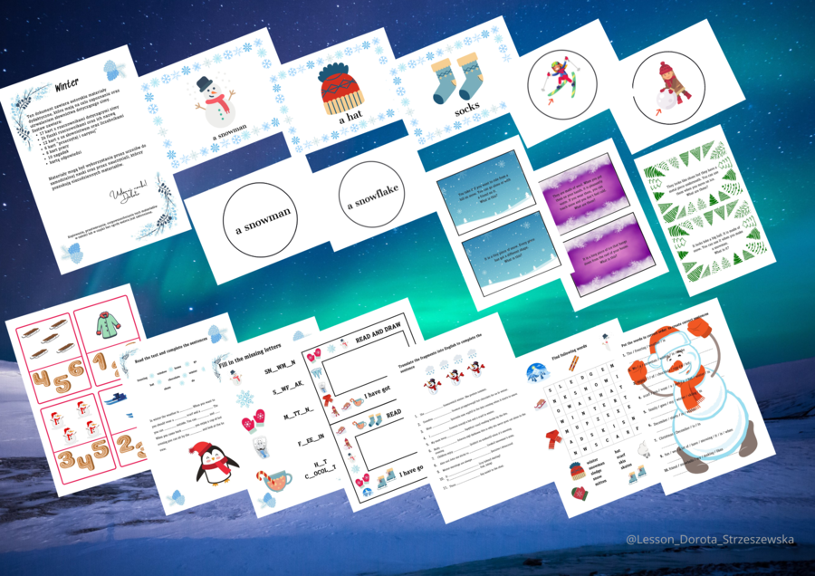 Winter - zima - zimowe karty pracy