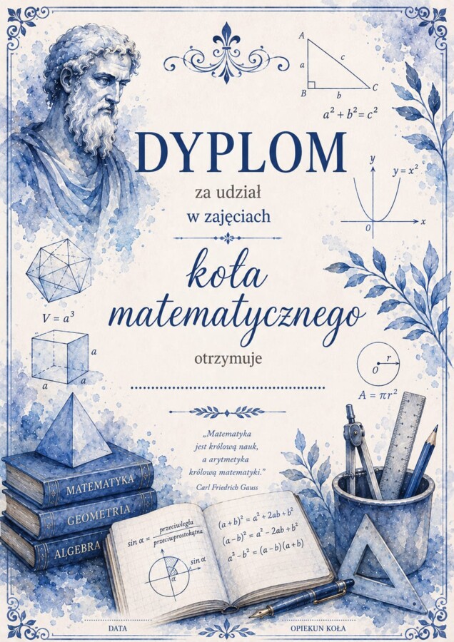 Dyplomy za udział w zajęciach koła matematycznego