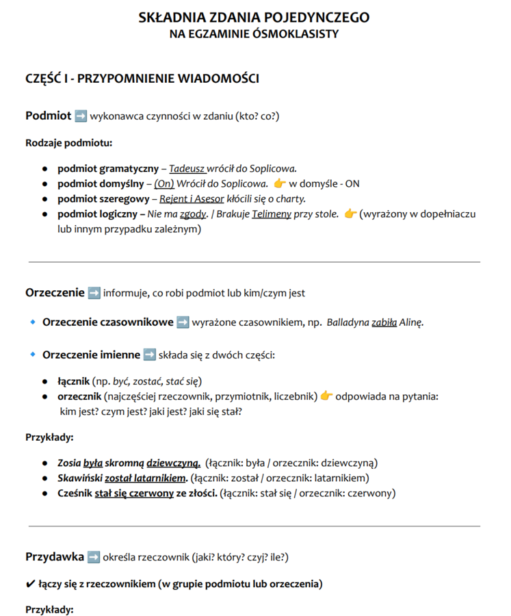Składnia zdania pojedynczego (części zdania) E8