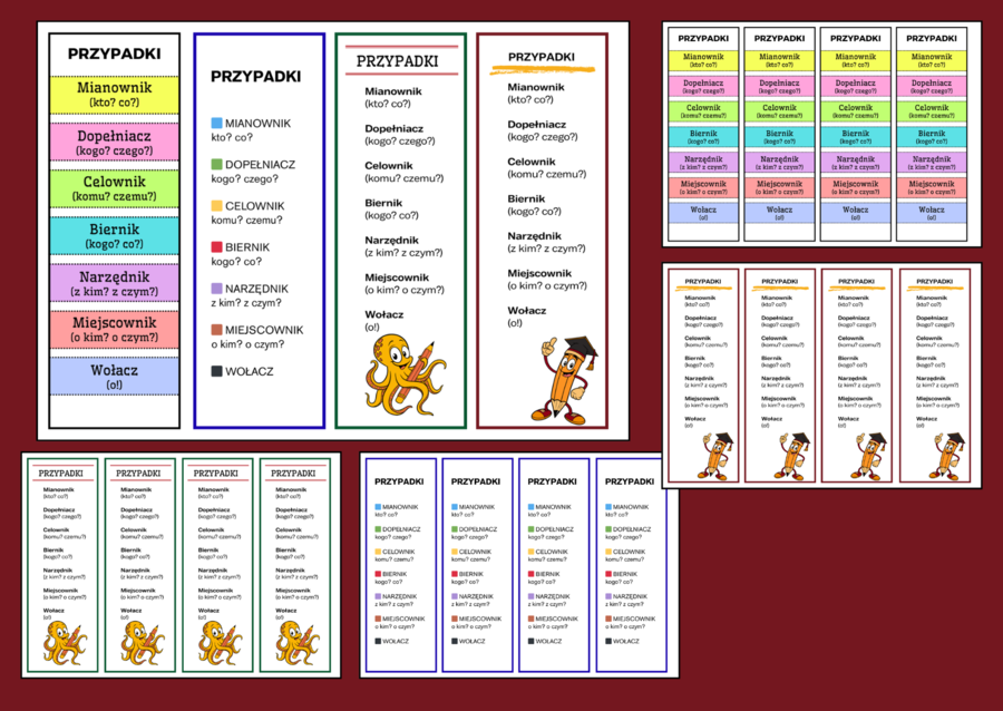 🏷️PRZYPADKI - Zakładki do książek (4 wzory, PDF do druku) - wersja 2