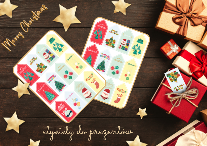 Świąteczne zawieszki, etykiety.