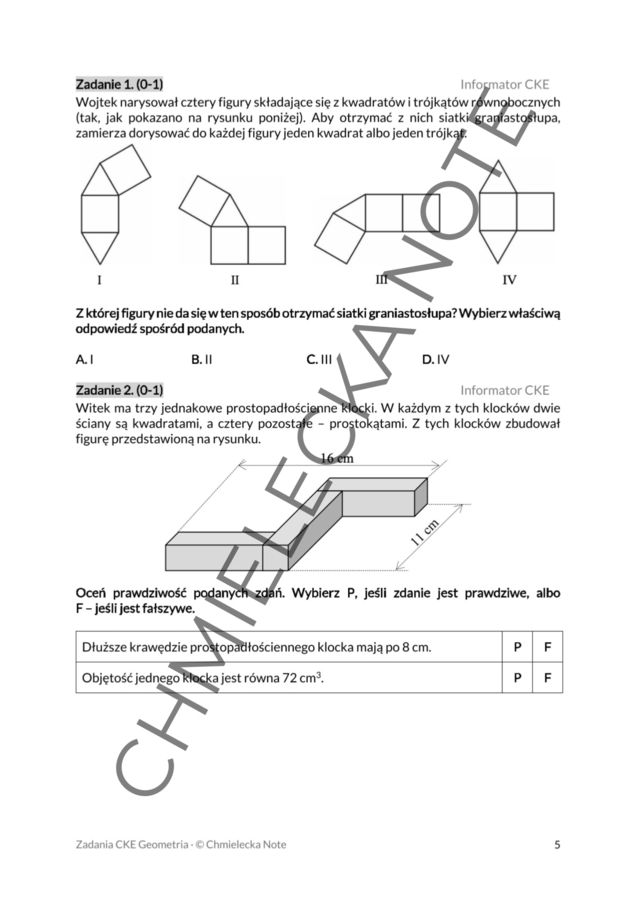Zadania CKE E8 Egzamin ósmoklasisty - Geometria