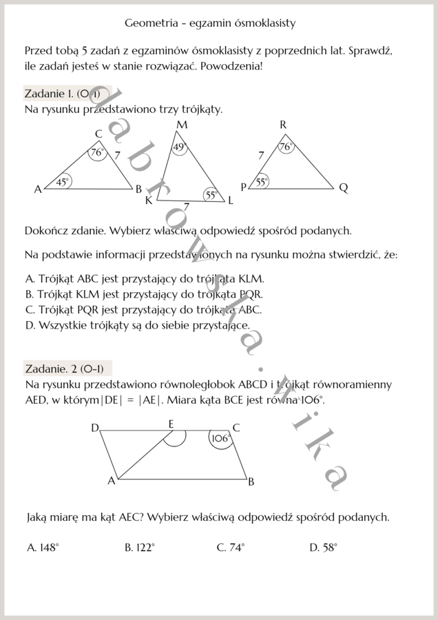 Geometria - egzamin ósmoklasisty
