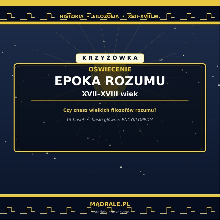 Krzyżówka „Oświecenie” + karta pracy + klucz odpowiedzi