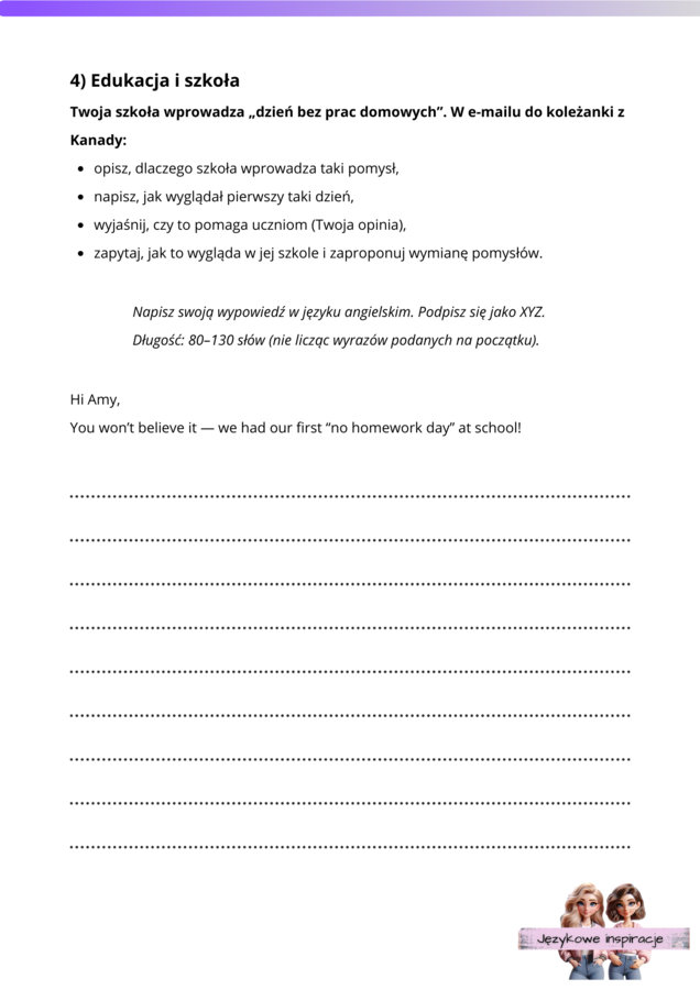 Angielski - Matura PODSTAWOWA E-MAIL 56 różnych tematów