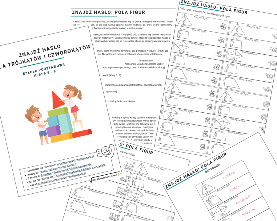 Pola trójkątów i czworokątów: znajdź hasło
