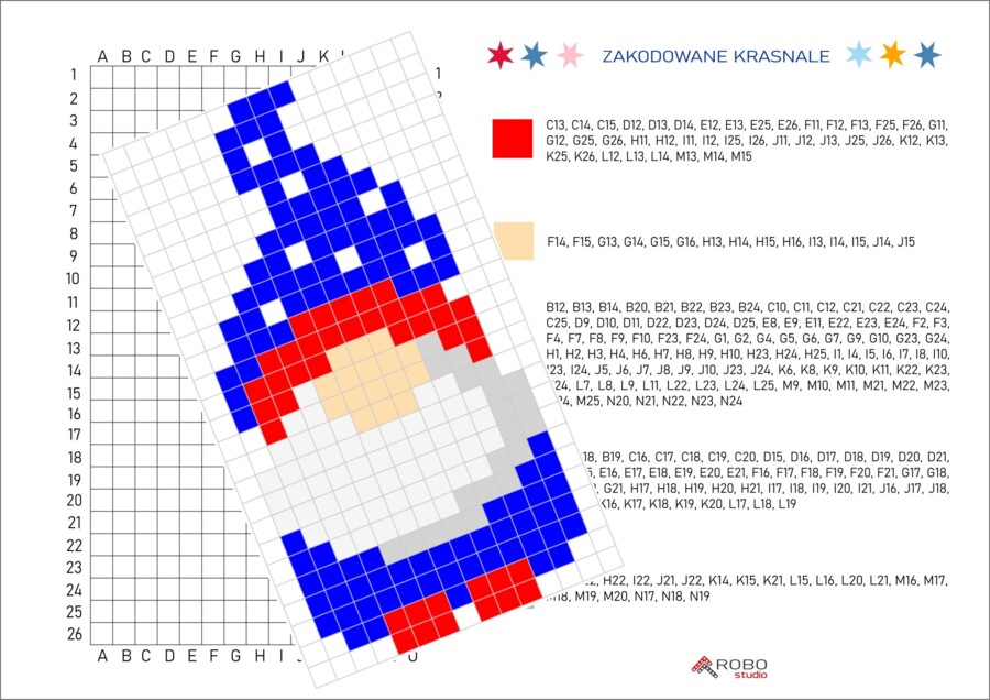 Kodowanka Krasnal 3, święta, mikołajki, Boże Narodzenie, zima, kodowanie, pixel art, ukryty obrazek, gnom,