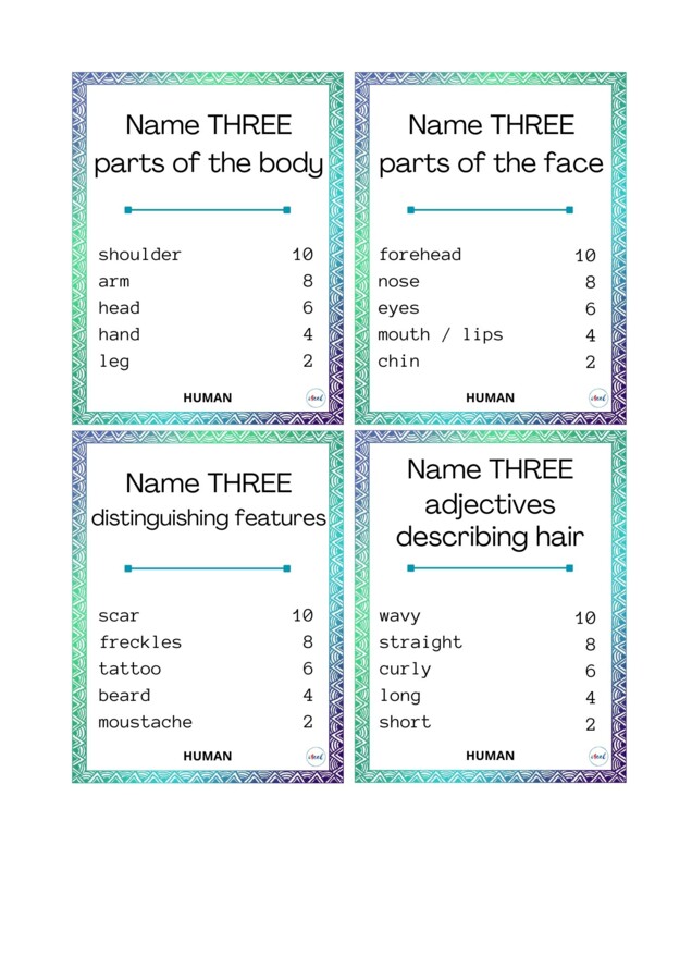 NAME THREE… WITH A DIFFERENCE / HUMAN