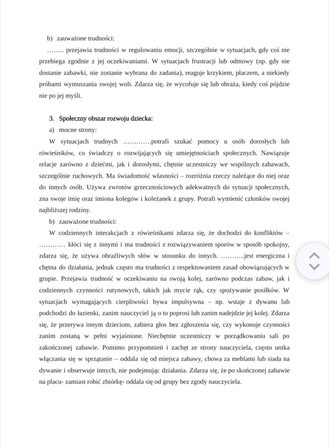 Obserwacja dziecka 3 letniego