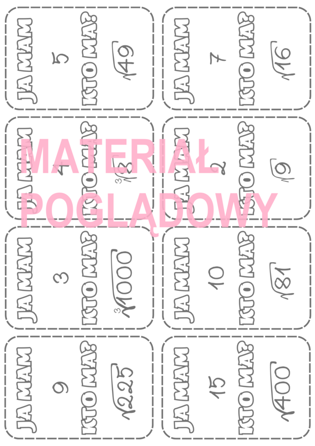 Ja mam...., kto ma...? - obliczanie pierwiastków