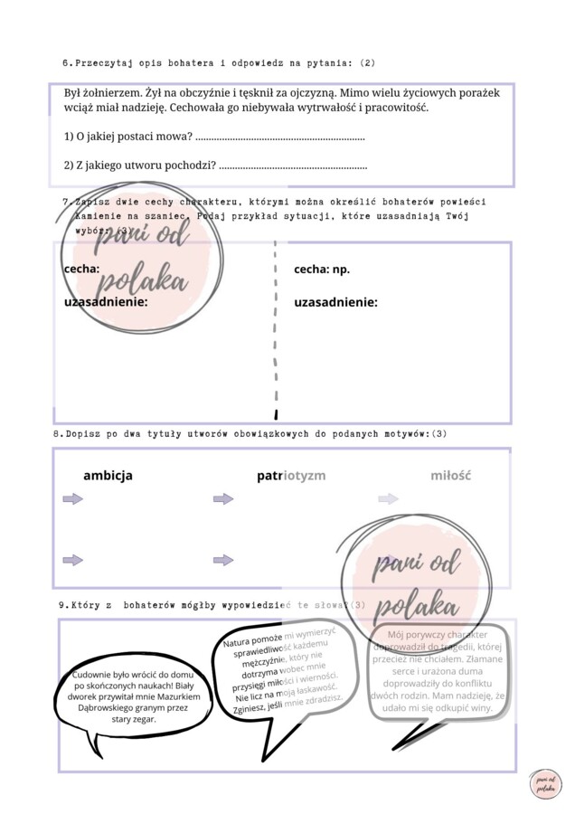 Sprawdzian z lektur-egzamin ósmoklasisty