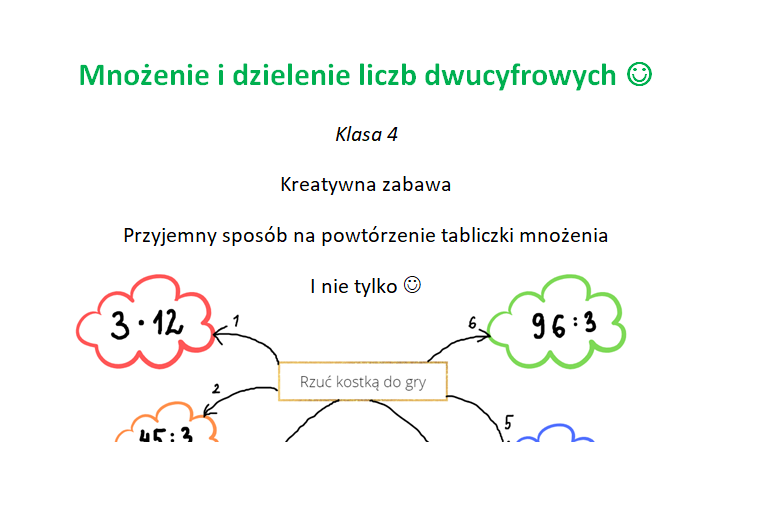 Kreatywna zabawa mnożenie i dzielenie liczb dwucyfrowych klasa 4