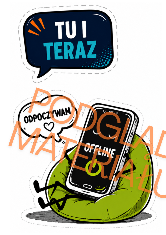 „TELEFON ODPOCZYWA, MY DZIAŁAMY!” – Szkoła bez telefonu | gazetka + godzina wychowawcza + wyzwanie + strefa offline | 34 strony PDF