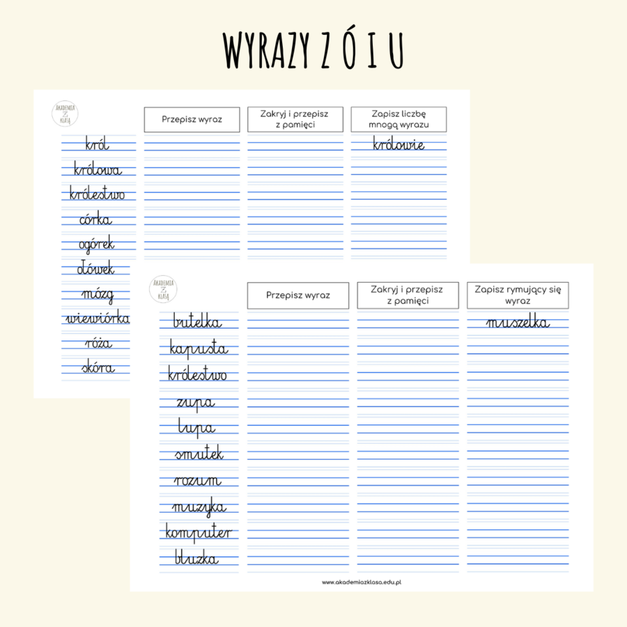 ORTOGRAFIA Z KLASĄ - WYRAZY Z Ó, U, Ż, RZ, H, CH NIEWYMIENNYM