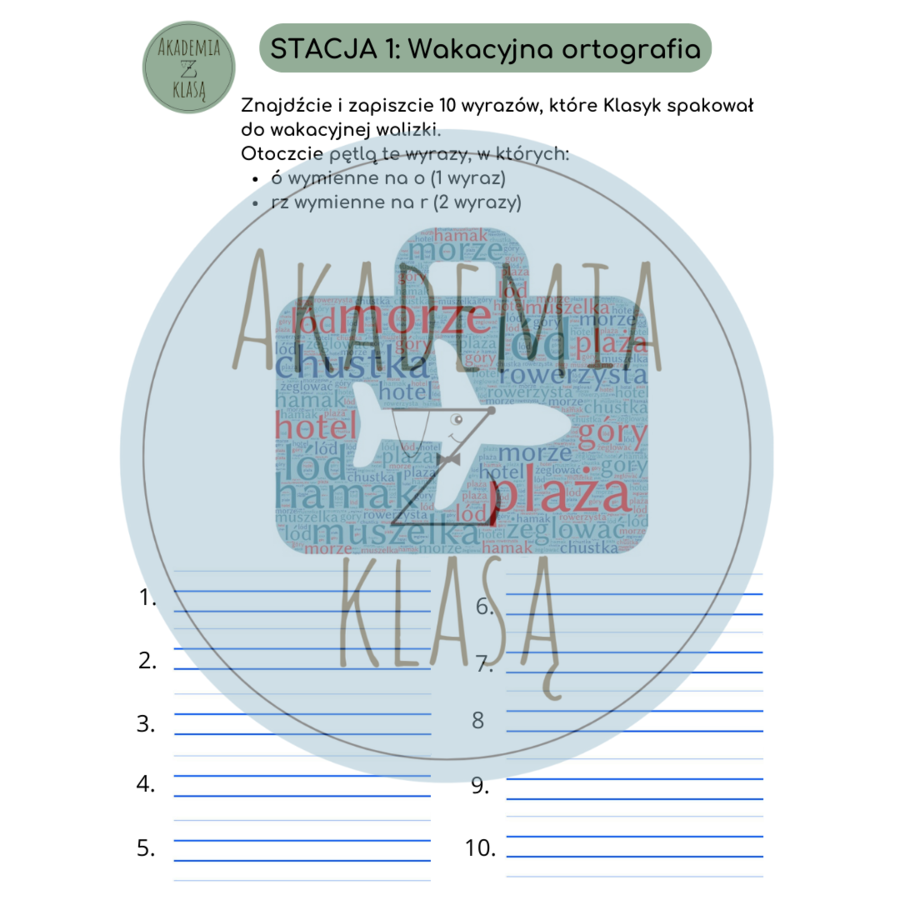 PAKIET dla klas 1, 2, 3 – STACJE ZADANIOWE – WAKACYJNA PRZYGODA Z KLASYKIEM