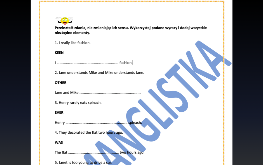 Parafrazy zdań ze słowem kluczem- egzamin ósmoklasisty- AŻ 50 zdań z rozwiązaniami- ponad 7 stron