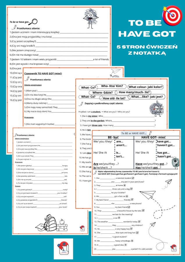To BE or HAVE GOT...? 5 stron ćwiczeń z przejrzystą tabelą użycia czasowników