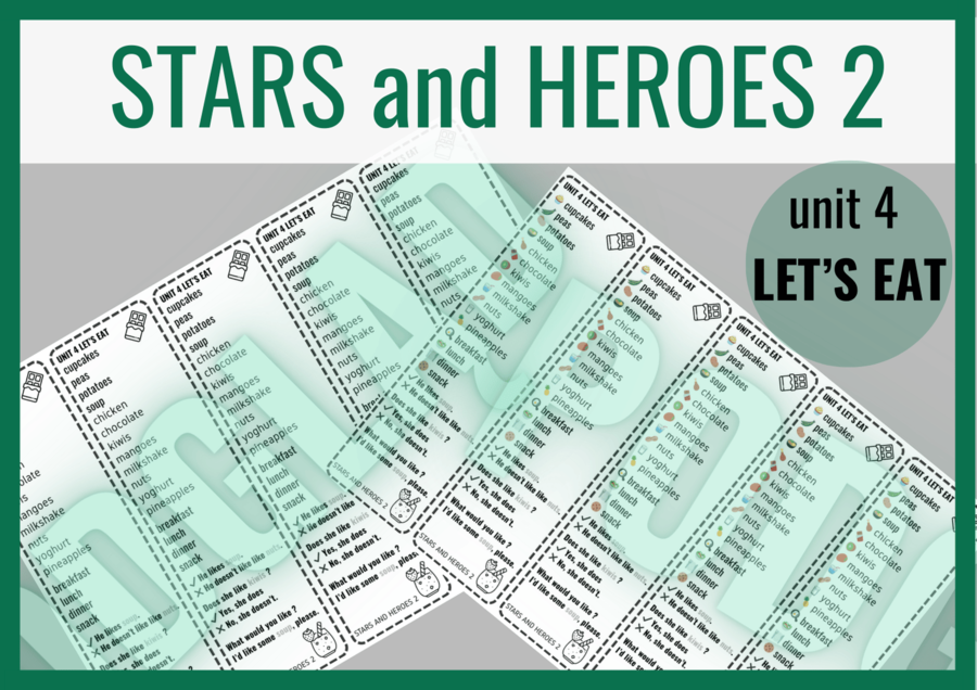 Stars and Heroes 2 unit 4 LET'S EAT– zakładki do książki
