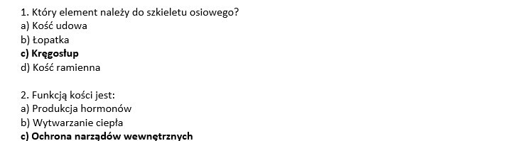 Test- układ ruchu człowieka