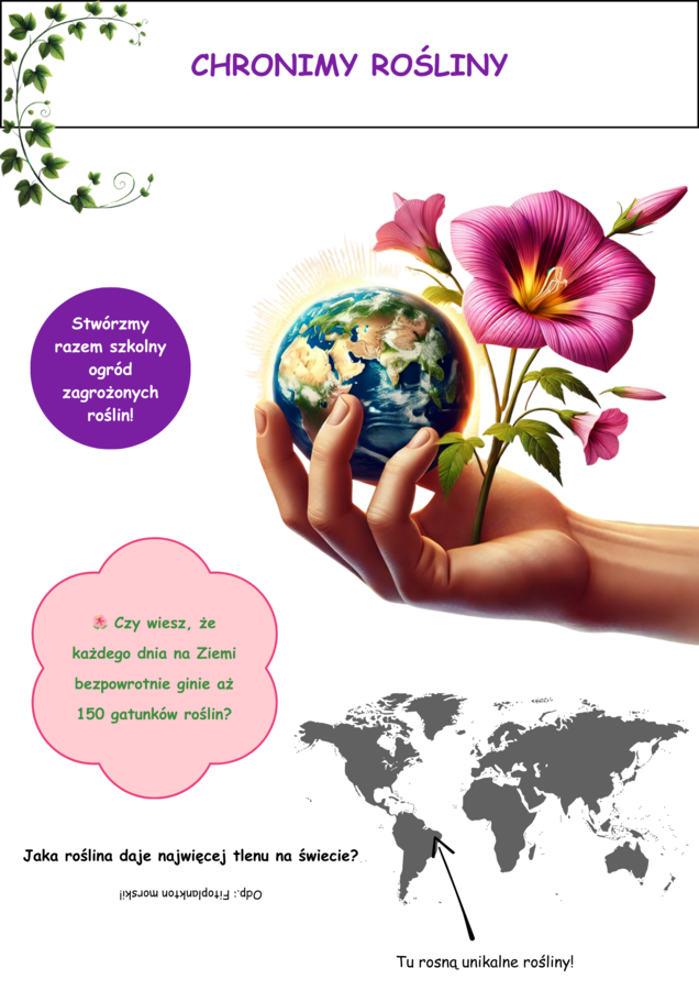 Plakaty o ochronie zagrożonych gatunków zwierząt i roślin.