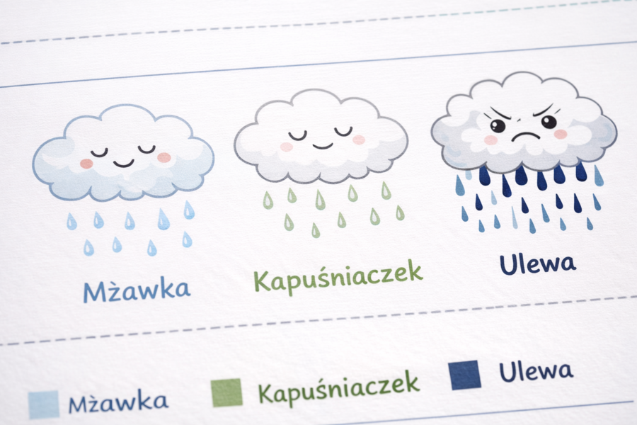 Karta pracy: Rozpoznaj rodzaje deszczu